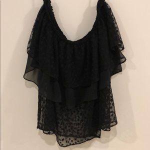 Zara Tiered Ruffle Star Print Mesh Top